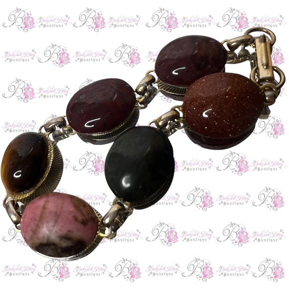 1940s scarab bracelet EGYPTIAN STYLE real gem stone healing crystals rare - Picture 4 of 12